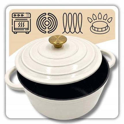 HAGE Gietijzeren Emaille Pan 24cm 4L - Cream