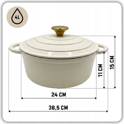 HAGE Gietijzeren Emaille Pan 24cm 4L - Cream
