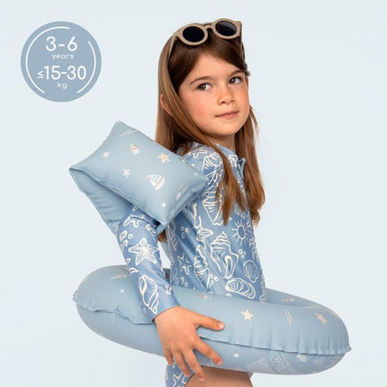 Sipo - Zwemaccessoiresset - Zwembandjes & Zwemband - voor Kinderen 3-6 Jaar - Opblaasbare Zwemvleugels - Zwemring Kind - Zwemhulpmiddel - Geschikt voor 15-30 kg - Zwemaccessoires voor Peuters - PVC - Blauw