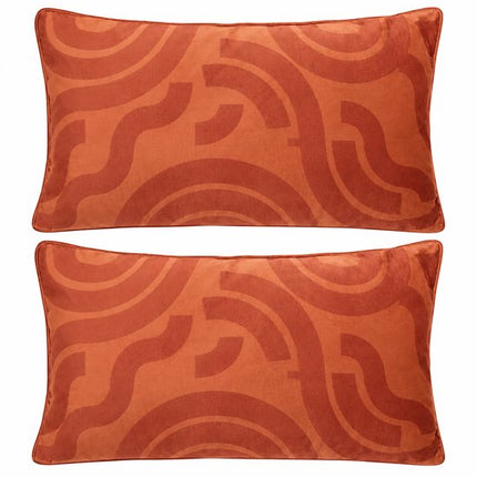 Kussen - Bedkussen - Decoratief Kussen - Sierkussen Set van 2 - Fluweelzachte Polyester Bekleding - Afneembare Hoes - Rits - Wasbaar - Binnengebruik - Voor Bed, Bank en Fauteuil - 30 x 50 cm - Terracotta