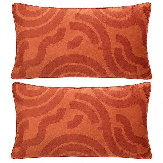 Kussen - Bedkussen - Decoratief Kussen - Sierkussen Set van 2 - Fluweelzachte Polyester Bekleding - Afneembare Hoes - Rits - Wasbaar - Binnengebruik - Voor Bed, Bank en Fauteuil - 30 x 50 cm - Terracotta
