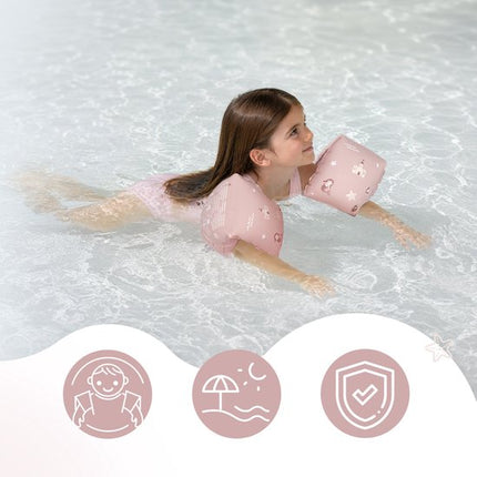 Sipo - Zwemaccessoiresset - Zwembandjes & Zwemband - voor Kinderen 3-6 Jaar - Opblaasbare Zwemvleugels - Zwemring Kind - Zwemhulpmiddel - Geschikt voor 15-30 kg - Zwemaccessoires voor Peuters - PVC - Roze