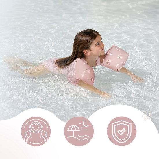 Sipo - Zwemaccessoiresset - Zwembandjes & Zwemband - voor Kinderen 3-6 Jaar - Opblaasbare Zwemvleugels - Zwemring Kind - Zwemhulpmiddel - Geschikt voor 15-30 kg - Zwemaccessoires voor Peuters - PVC - Roze