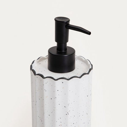 Homla - Scallop Zeepdispenser Keramiek - Badkamer Zeep Pompje Modern Design - Handzeep Dispenser Keuken & Badkamer - Compact Zeepfles Luxe Stoneware - 0.34L - 7.5 x 17.8 cm - Wit