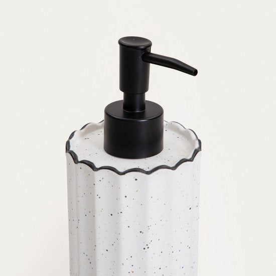 Homla - Scallop Zeepdispenser Keramiek - Badkamer Zeep Pompje Modern Design - Handzeep Dispenser Keuken & Badkamer - Compact Zeepfles Luxe Stoneware - 0.34L - 7.5 x 17.8 cm - Wit