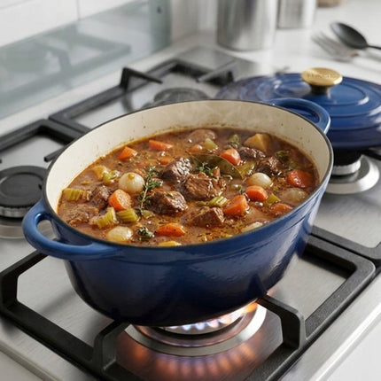 Hage - 3-Delig Keukenset - Gietijzeren Braadschaal - Geëmailleerde Ovenschaal 3,5 L - Rechthoekige Bakvorm - Braadslede voor Vlees en Ovenschotels - Ovenvorm met Handgrepen - Warmtevaste Bakvorm - Duurzaam Gietijzer - Blauw