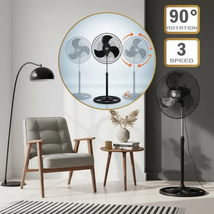 Klausberg - 3 in 1 Staande Ventilator - Vloerventilator - Krachtige Vloerventilator met Oscillatie 90° - Tafelventilator - Wandventilator - Grote Ventilator 3 Standen - 50W - Ø45cm - Zwart