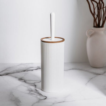Homla - Diall Toiletborstel - Badkameraccessoire - WC Borstel met Houder - Hygiënische Toiletborstel Badkamer - Moderne WC Accessoires - Duurzame Toiletborstel - Kunststof - 10.5 x 10.5 x 33.5 cm - Wit
