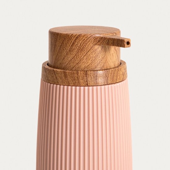 Homla - Diall Zeepdispenser Modern - Handzeep Pompje Badkamer & Keuken Compact Design - Vloeibare Zeep Dispenser - Stijlvolle Soap Dispenser Sink Accessoire - Plastic - 0.35L - 6.5 x 6.5 x 15.5 cm - Roze