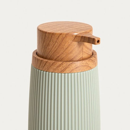 Homla - Diall Zeepdispenser Modern - Handzeep Pompje Badkamer & Keuken Compact Design - Vloeibare Zeep Dispenser - Stijlvolle Soap Dispenser Sink Accessoire - Plastic - 0.35L - 6.5 x 6.5 x 15.5 cm - Groen