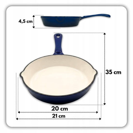Hage - 3-Delig Keukenset - Gietijzeren Braadschaal - Geëmailleerde Ovenschaal 3,5 L - Rechthoekige Bakvorm - Braadslede voor Vlees en Ovenschotels - Ovenvorm met Handgrepen - Warmtevaste Bakvorm - Duurzaam Gietijzer - Blauw