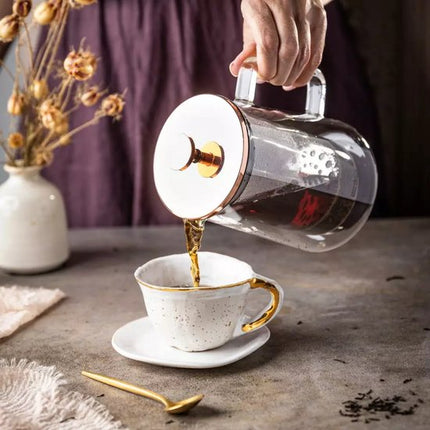 Klausberg Koffie- en Thee Pistonmaker - Glas - Koperkleurig - 600 ml - French Press - Koffiemaker - Model KB7724