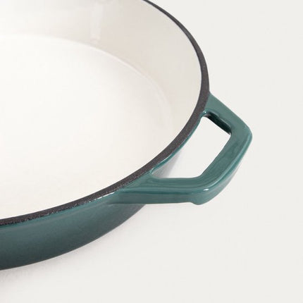 Homla - Andreas Cast Iron Pan - Gietijzeren Koekenpan - Ovenbestendig 220°C - Steakpan of Bakpan Inductie Geschikt - Duurzame Koekenpan - Ø26 x 5 cm - Groene Geëmailleerde Pan