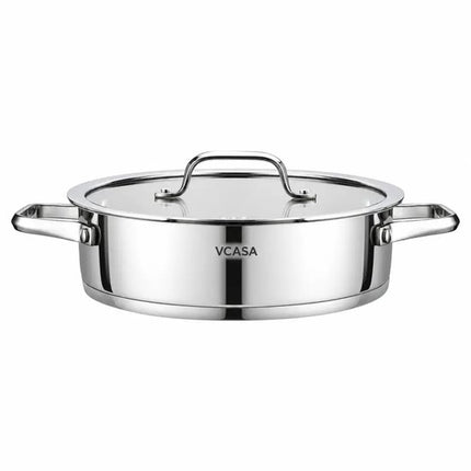 Lage braadpan met deksel 24 cm, 2,9 liter, rvs, geschikt voor alle warmtebronnen