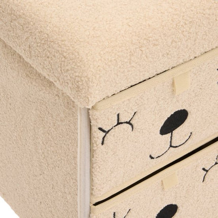 Atmosphera Kids Ezzio Opbergpoef met 4 lades - 39x38x50cm - Opvouwbaar - Beige
