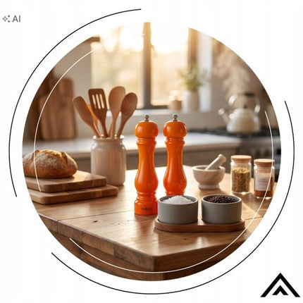Hage - 4-Delig Gietijzeren Keukenset - Braadpan 5L 26 cm met Deksel & Koekenpan 20 cm - 2 Zout- en Pepermolens 100 ml - Geëmailleerd - Inductie, Gas & Oven - Keramische Maalschijven - Oranje