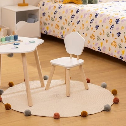 Douceur Organic Kindermeubel - Kindermeubelset - Kindermeubel - 1 Tafel + 1 Stoel - Set voor Kinderen - MDF & Dennenhout - Wit
