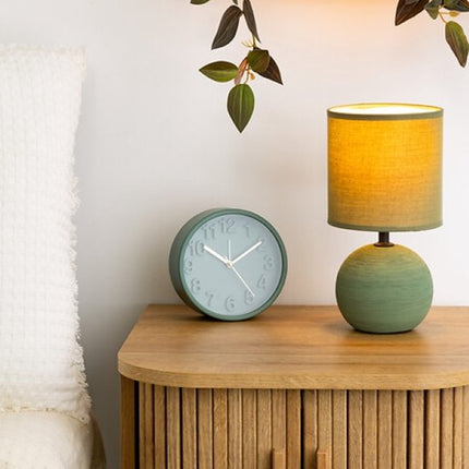 Timéo Bol Tafellamp - Keramische Lamp - Set van 2 - Moderne Tafellamp met Kabel - Sfeerverlichting voor Woonkamer - Slaapkamer - Bureau - 25cm in Hoogte - Kaki