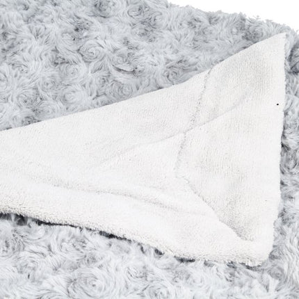 Atmosphera Sprei/deken/plaid - zilvergrijs - polyester - 120 x 160 cm - geknoopt motief