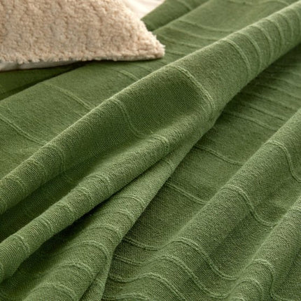 Atmosphera Plaid - donkergroen - 230 x 250 cm - katoen - met franjes - bedsprei - kleed - dekentje