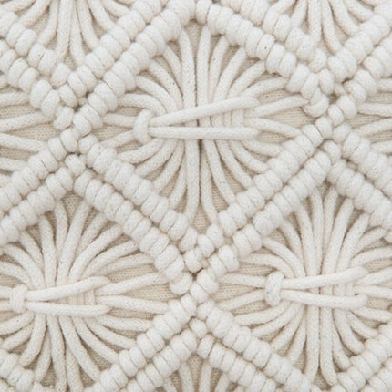 Bankkussen - Sierkussen - Macramé Kussen - Set van 2 - Zomer Kussens - voor Woonkamer & Slaapkamer - Boho Decoratief Kussenhoes - Vierkant - 40x40 cm - Beige
