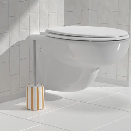 WC-Borstel Strio Hoog - 39 cm Keramiek - Tarwe - Toiletborstel - Staand - Keramisch - Gele strepen - Vrijstaande WC Borstel