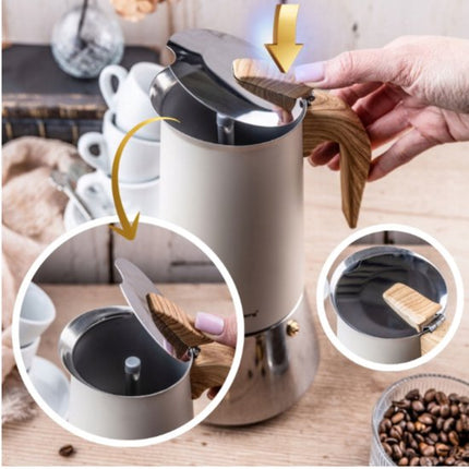 Klausberg Steel Espresso Koffiezetapparaat 600 ml - Inductie Moka Pot Roestvrijstaal - Koffiepercolator voor Espresso - Geschikt voor Inductie, Gas en Elektrisch - Model KB 7997
