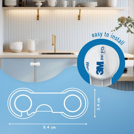 SIPO Kast- en Ladebeveiliging - Babyproof Sloten Set - Smart Lock of Snap-Lock - Set van 6 per doos - Snap-Lock kast- en Ladesloten - Set van 10 per doos - Kinderbeveiliging met 3M Tape - Wit
