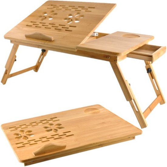 Ruhhy Bamboe Laptopstandaard - Perfec voor Ergonomisch Werken - Voor Laptops tot 17 inch
