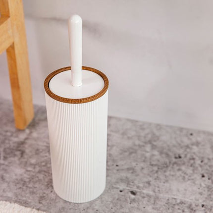 Homla - Diall Toiletborstel - Badkameraccessoire - WC Borstel met Houder - Hygiënische Toiletborstel Badkamer - Moderne WC Accessoires - Duurzame Toiletborstel - Kunststof - 10.5 x 10.5 x 33.5 cm - Wit