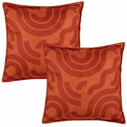 Bedkussen - Decoratief Kussen - Sierkussen Set van 2 - Fluweelzachte Polyester - Afneembare Hoes - Rits - Wasbaar - Binnengebruik - Voor Bed, Bank en Fauteuil - Woonkamerdecoratie - 45 x 45 cm - Terracotta