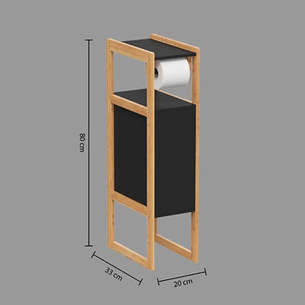 Toiletrolhouder Natureo met Reserverolhouder 33x20x80cm - Zwart/Bruin