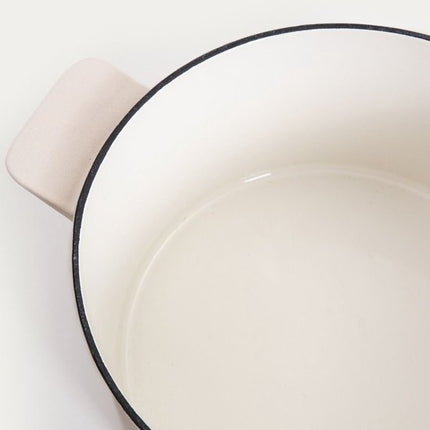 Homla - Andreas Cast Iron Pot - Gietijzeren Braadpan - Inclusief Deksel – Geschikt voor Alle Warmtebronnen & Oven - 5L - Ø25 x 11.5 cm - Beige Mat