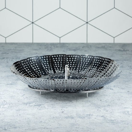 KINGHOFF opvouwbaar stoommandje van rvs, Ø28 cm, zilver