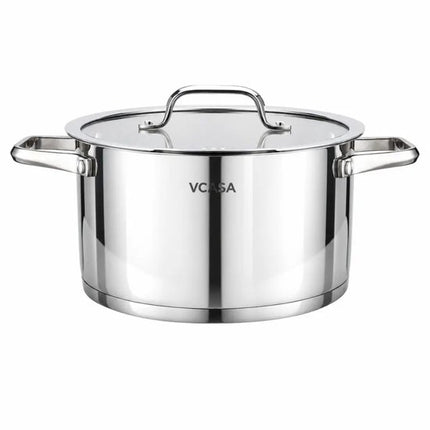 Vcasa RVS kookpan 20 cm met glazen afgietdeksel, 3,4 liter, alle warmtebronnen