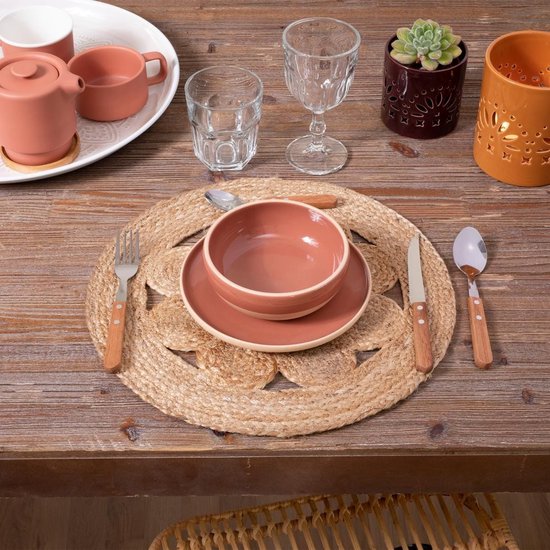Atmosphera Placemats Jute – Set van 8 – Ø 38 cm – Beige – Scandinavisch Design – Onderleggers Eettafel