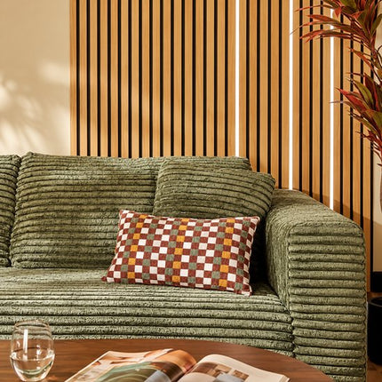 Sierkussen - Dambord Patroon - Afneembare Hoes - Rits - Wasbaar - Decoratief Kussen - Binnengebruik - Voor Bank, Bed en Fauteuil - Woonkamerdecoratie - Polyester - 30 x 50 cm - Terracotta