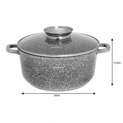 Klausberg kookpan met deksel, marmer grijs, 24 cm, 4,5 liter