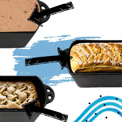 Hage - Gietijzeren Bakvorm met Deksel - Broodbakvorm - Cakevorm - Patévorm - Rechthoekige Bakvorm - Gietijzer - Ovenbestendig - Warmtebehoud - Voor Zelfgebakken Brood, Cake en Ovenschotels - 3.5 Liter - 29 x 11 x 13cm - Zwart