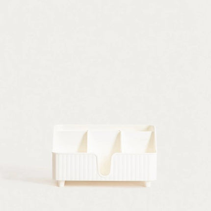Homla - Diall Badkamer Organiser - Organiser met Vakken - Opbergbak voor Cosmetica en Accessoires - Kunststof Opberger - Aanrecht Organiser - 22 x 10 x 13 cm - Wit