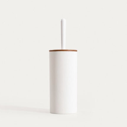 Homla - Diall Toiletborstel - Badkameraccessoire - WC Borstel met Houder - Hygiënische Toiletborstel Badkamer - Moderne WC Accessoires - Duurzame Toiletborstel - Kunststof - 10.5 x 10.5 x 33.5 cm - Wit