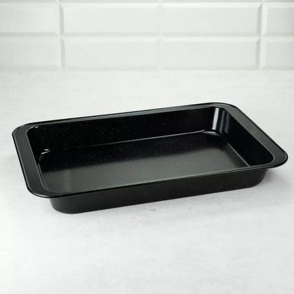 KINGHOFF Marmerenlook Bakvorm - Rechthoekige Cakevorm 42,5x28,5x5 cm - Zwarte Antiaanbaklaag - Geschikt voor Oven