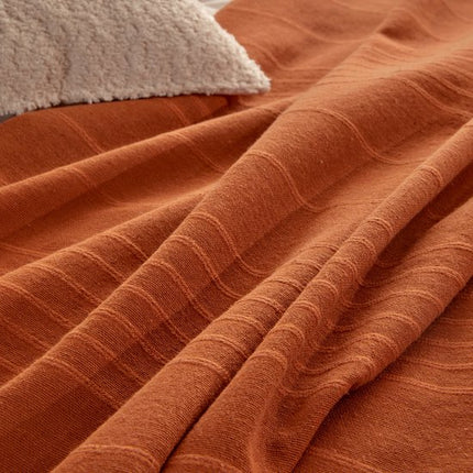 Atmosphera Plaid - terracotta - 230 x 250 cm - katoen - met franjes - bedsprei - kleed - dekentje
