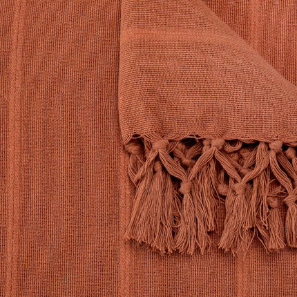 Atmosphera Plaid - terracotta - 230 x 250 cm - katoen - met franjes - bedsprei - kleed - dekentje