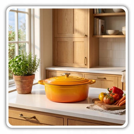 Hage - Gietijzeren Braadpan - Braadpan - Cast Iron Casserole met Deksel - Geëmailleerd - Geschikt voor Inductie & Oven - 6 Liter - 34 x 26 x 18 cm - Mosterdgeel