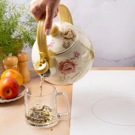Kinghoff 2038 fluitketel - Emaille - Creme - 2 liter - Paris