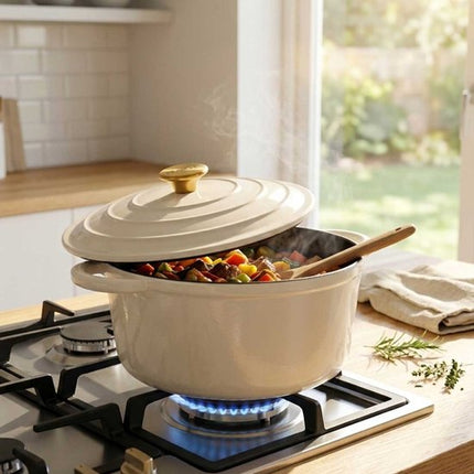 HAGE Gietijzeren Emaille Pan 24cm 4L - Cream