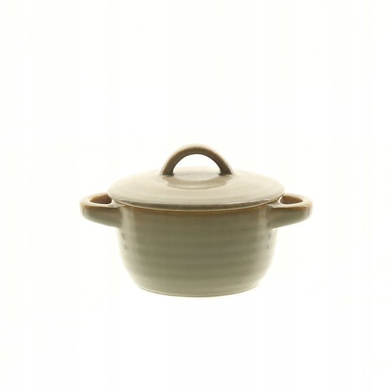 MPLCo - Ombres Mini Casserole - Ovenschaal met Deksel - Ovenbestendig Bakvorm met Handvatten - Vaatwasser & Magnetron Bestendig - Kleine Stoofpot - Keramiek - Mini Ovenschaal - 150ml - Lichtbruin