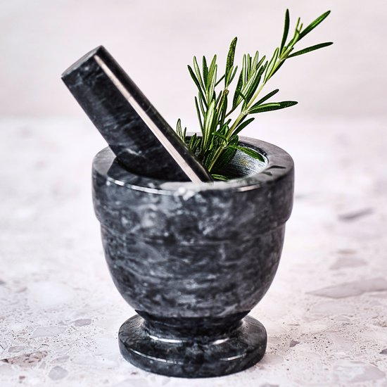 Cosy&Trendy Vijzel met Stamper - Ø 10cm - 21 cl - Marmer - Kruiden&Specerijen - Mortier - Moersleutel - Les Cruches et Pilon