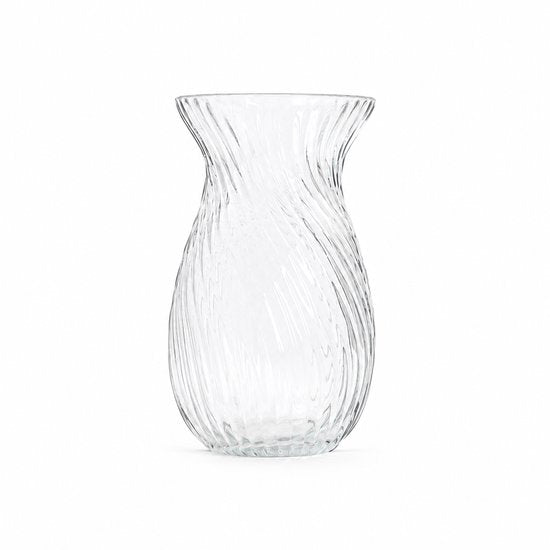 Homla - Vaas - Bloemenvaas - Moderne Decoratieve Vaas - Geribbelde Glazen Vaas - Fluted Design voor Verse Bloemen & Droogbloemen - Ø12 x 20.5 cm - Transparant